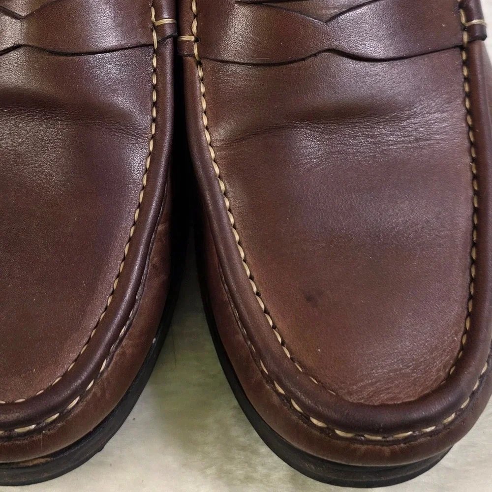Peter Millar Penny Loafers Brown Leather Slip On Handsewn Moc Toe Mens 9.5 M